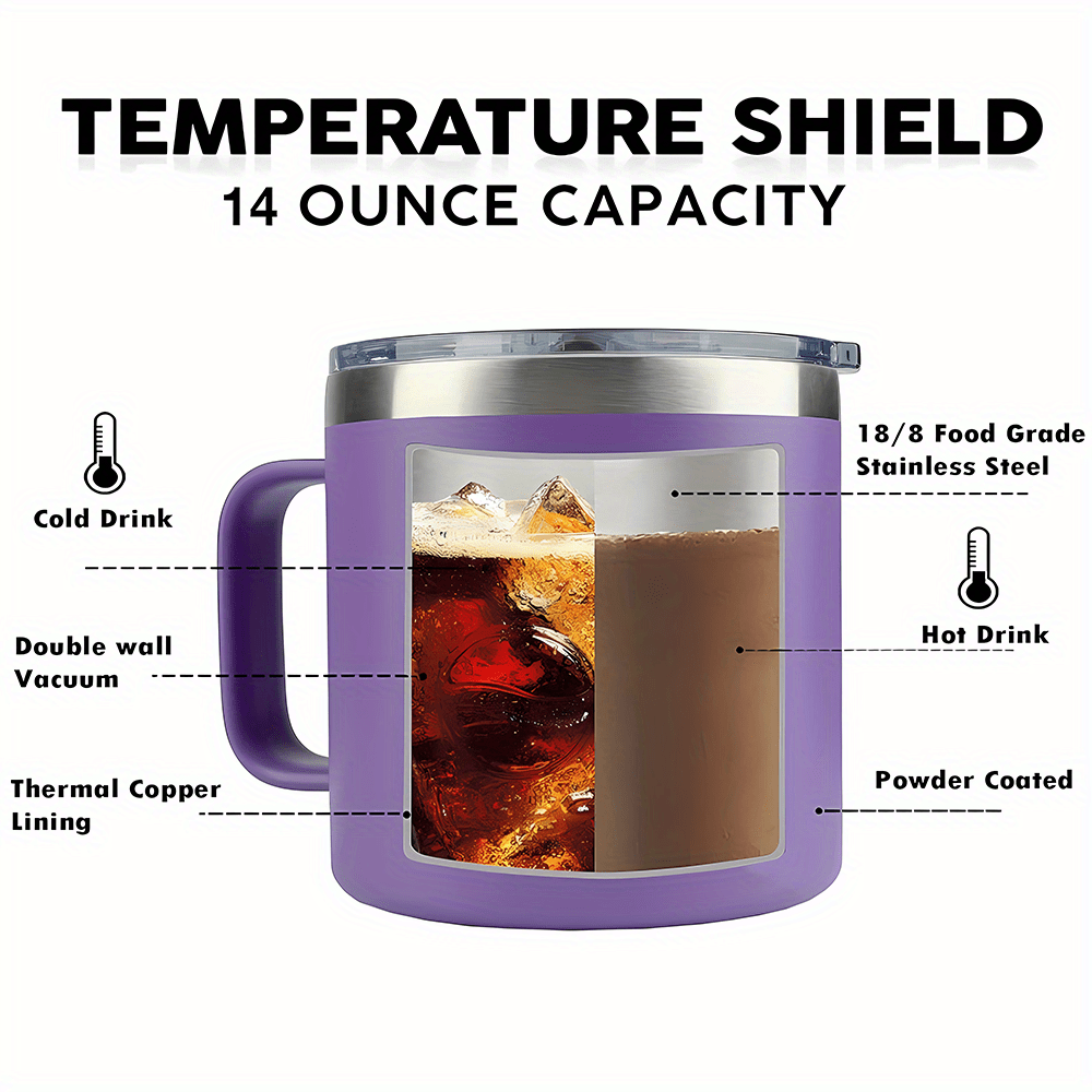 Elegant 14oz Stainless Steel Insulated Coffee Mug with Handle Julia M LifeStyles