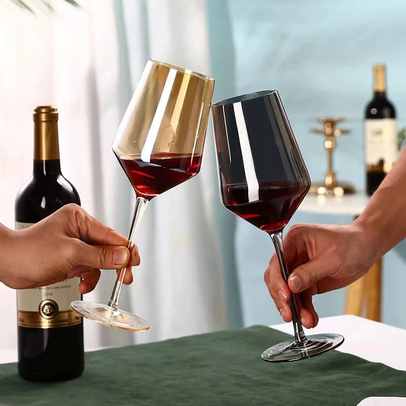 Galvanized Black Crystal Red Wine Goblet - Smoke Grey Elegance Julia M LifeStyles