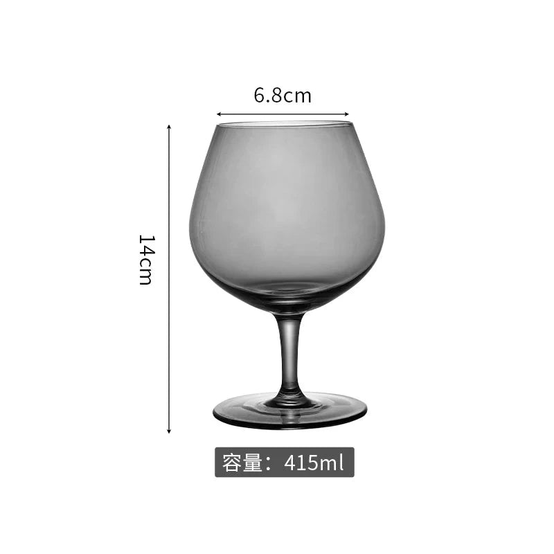 Galvanized Black Crystal Red Wine Goblet - Smoke Grey Elegance Julia M LifeStyles