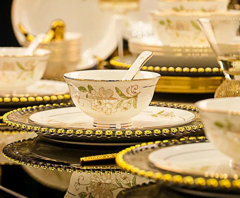 Domingo Home European Simple Bone China Ceramic Tableware Bowl New Light Luxury Bowl Set Julia M LifeStyles