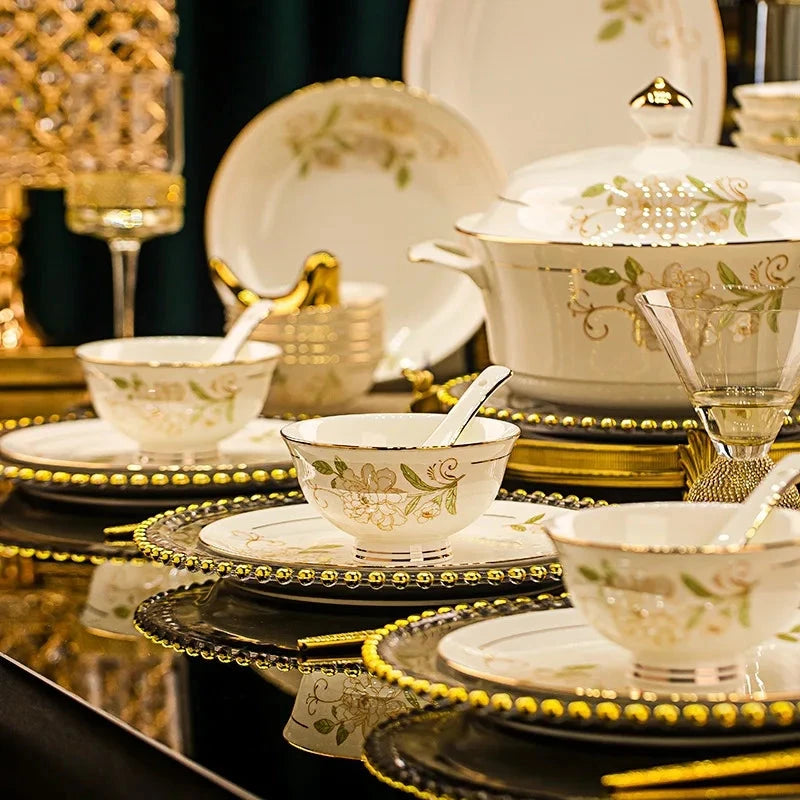 Domingo Home European Simple Bone China Ceramic Tableware Bowl New Light Luxury Bowl Set Julia M LifeStyles