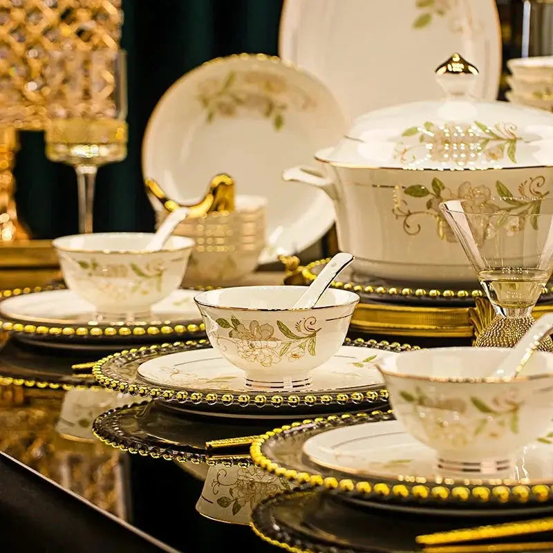 Domingo Home European Simple Bone China Ceramic Tableware Bowl New Light Luxury Bowl Set Julia M LifeStyles