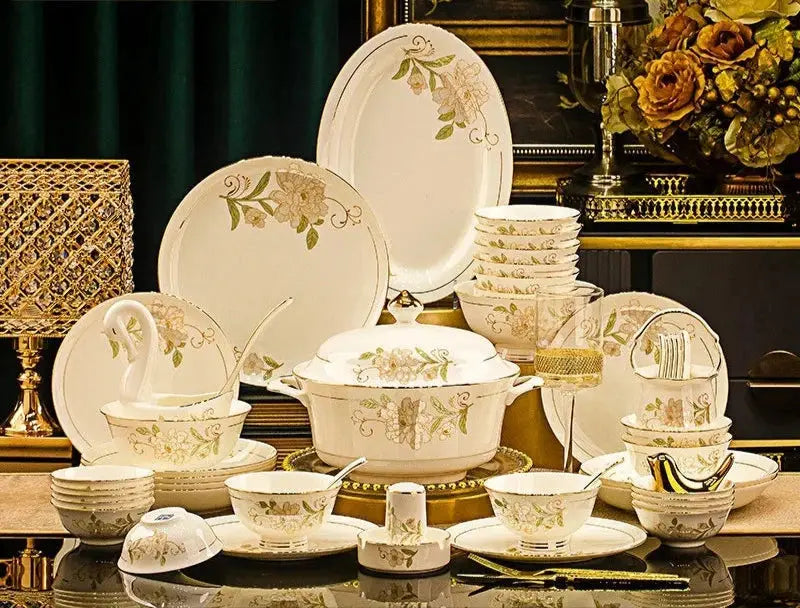 Domingo Home European Simple Bone China Ceramic Tableware Bowl New Light Luxury Bowl Set Julia M LifeStyles