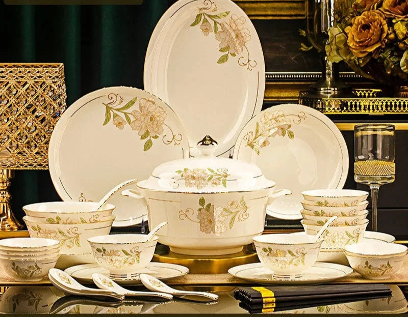 Domingo Home European Simple Bone China Ceramic Tableware Bowl New Light Luxury Bowl Set Julia M LifeStyles