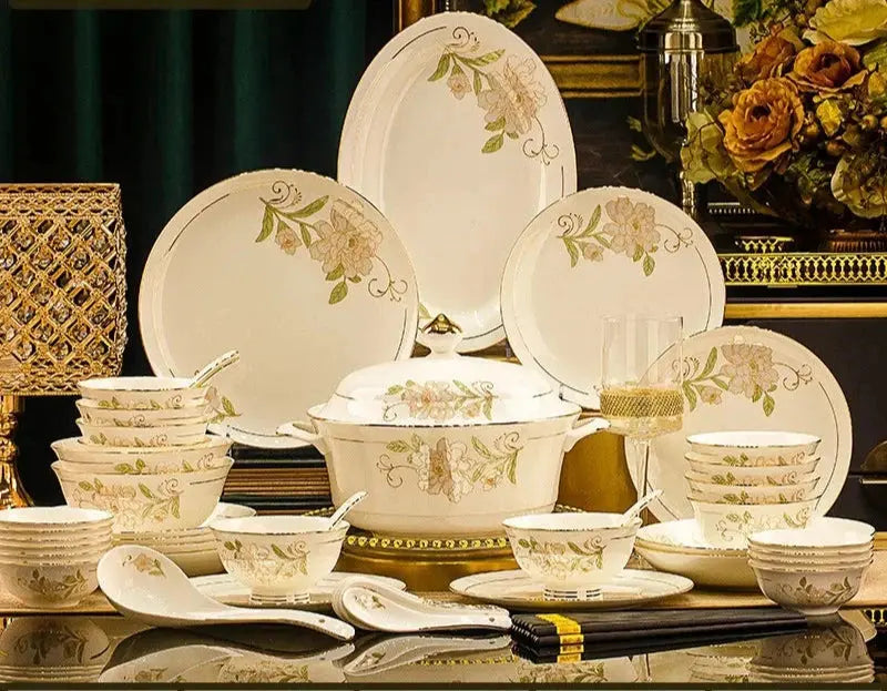 Domingo Home European Simple Bone China Ceramic Tableware Bowl New Light Luxury Bowl Set Julia M LifeStyles