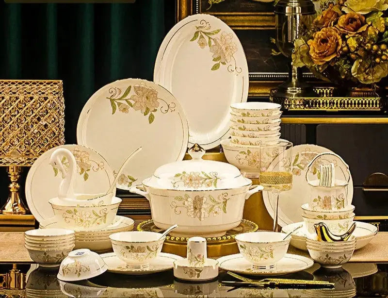 Domingo Home European Simple Bone China Ceramic Tableware Bowl New Light Luxury Bowl Set Julia M LifeStyles