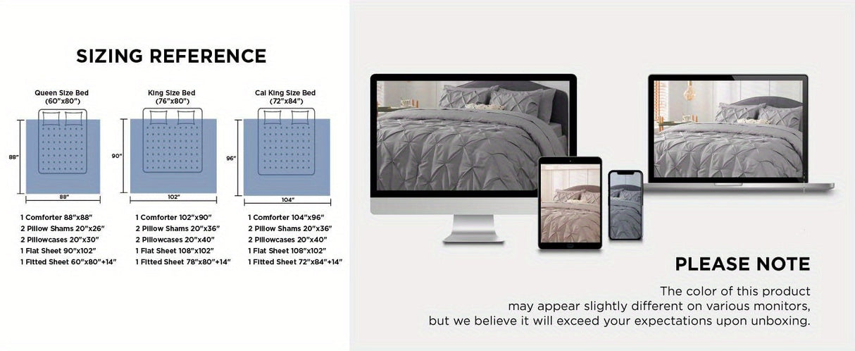 Cozy Pinch Pleat 5/7pcs Comforter Set by Bedsure Julia M LifeStyles