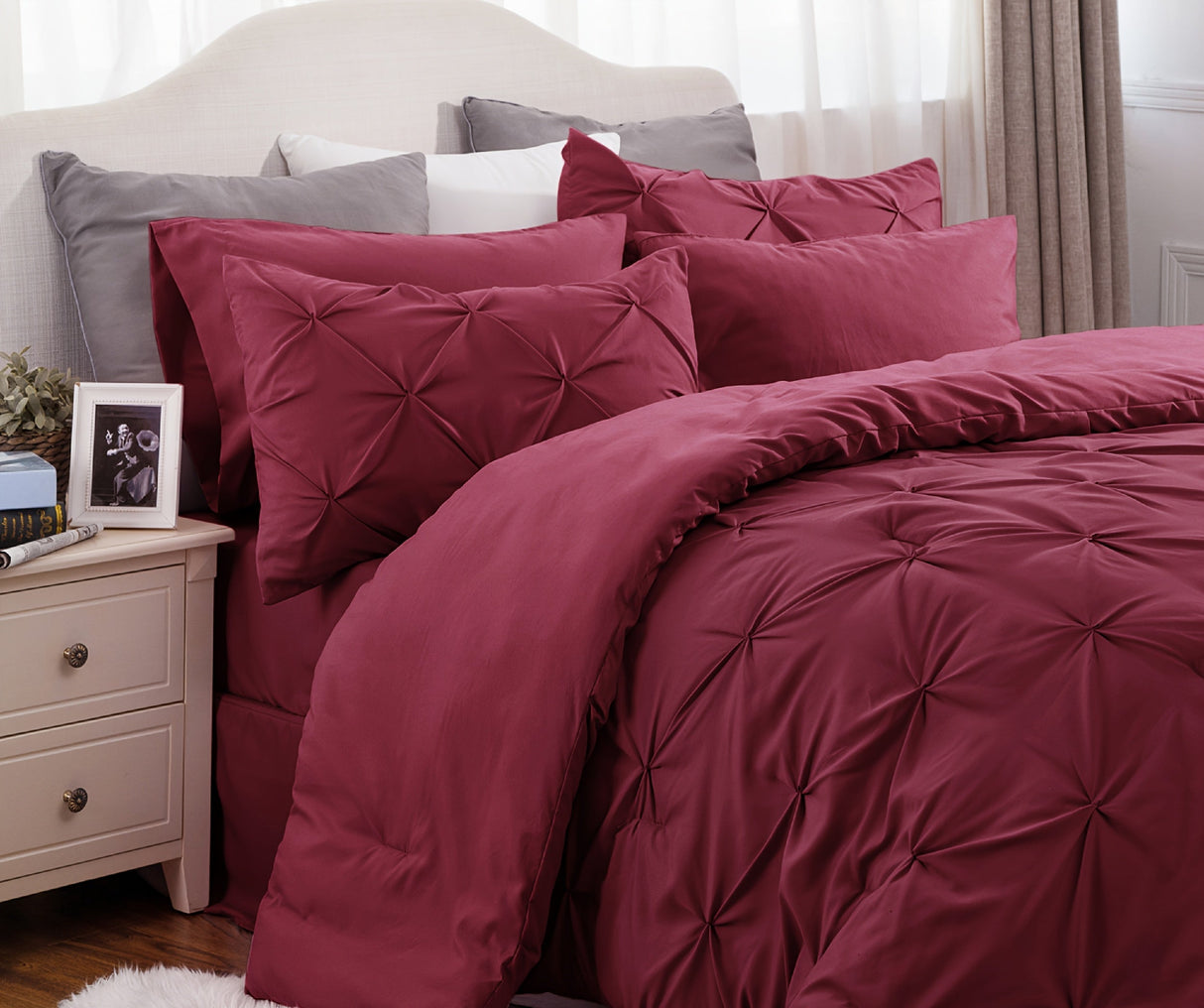 Cozy Pinch Pleat 5/7pcs Comforter Set by Bedsure Julia M LifeStyles