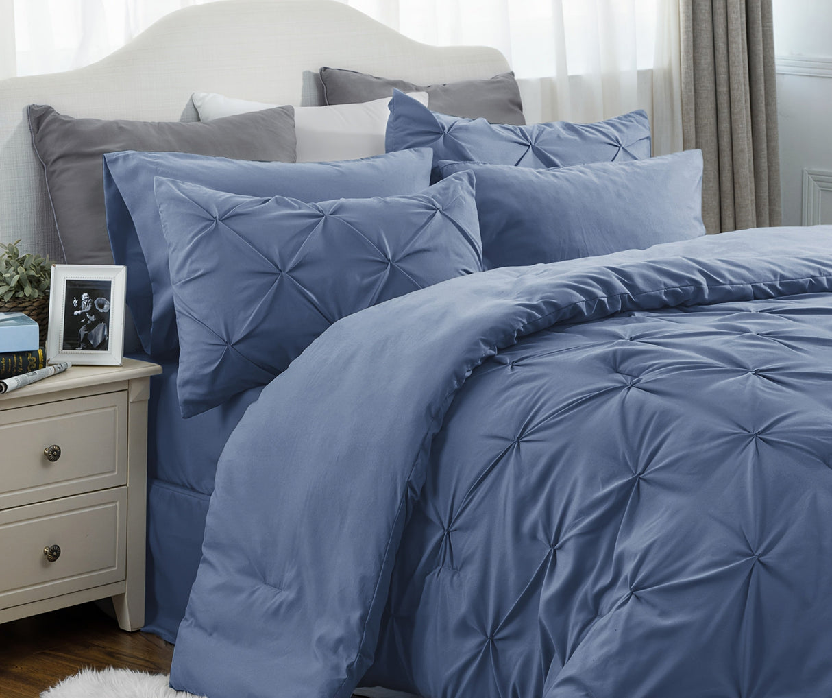 Cozy Pinch Pleat 5/7pcs Comforter Set by Bedsure Julia M LifeStyles