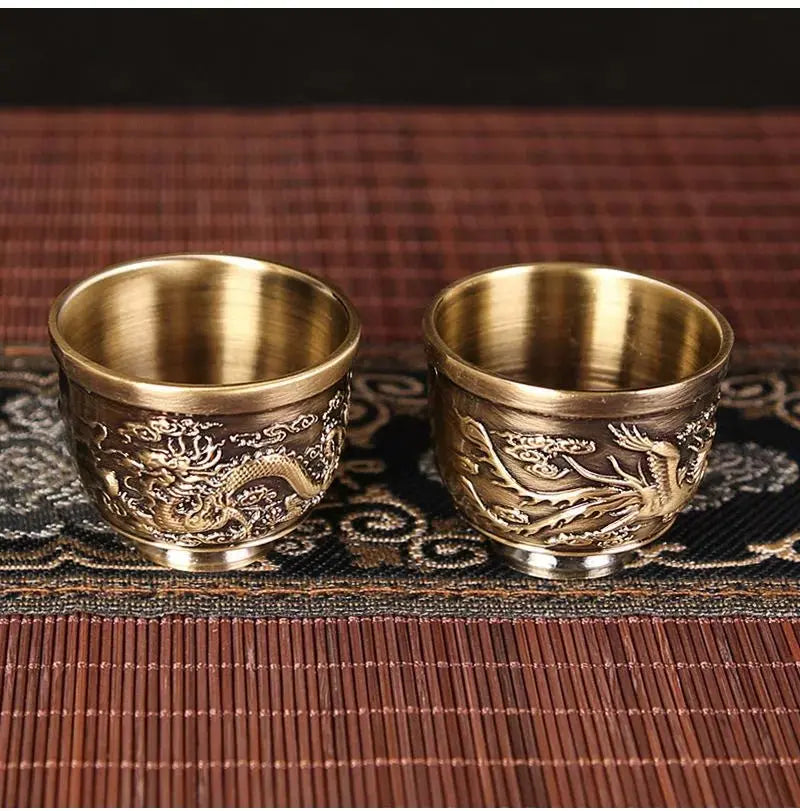Vintage Bronze Gift Box Tray Cup Kung Fu Tea Set - Julia M LifeStyles