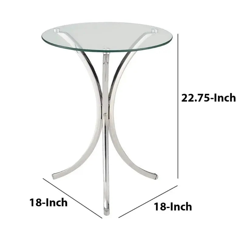 Modish Metal Accent Table with Clear Glass Top - Modern Silver Side Table - Julia M LifeStyles