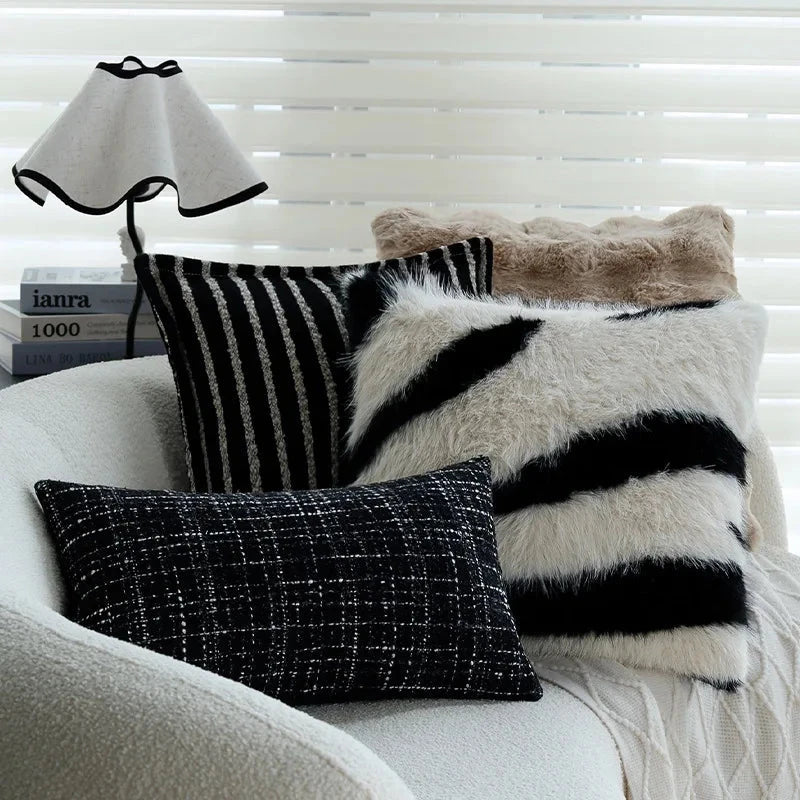 30X50/45X45CM Black White Throw Pillow Cover Modern Simple Stamping Waist Cushion Cover Decor Home Decorative Pillowcase Julia M LifeStyles
