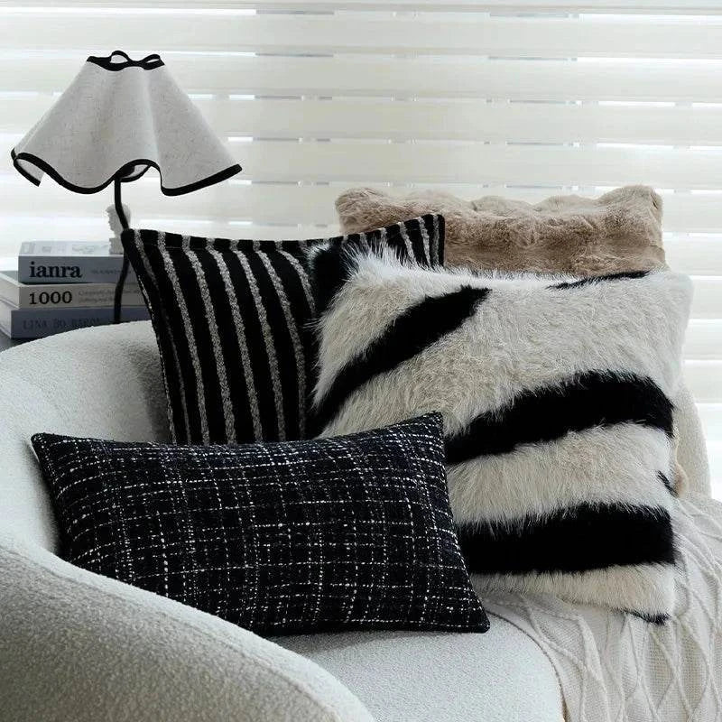 30X50/45X45CM Black White Throw Pillow Cover Modern Simple Stamping Waist Cushion Cover Decor Home Decorative Pillowcase Julia M LifeStyles