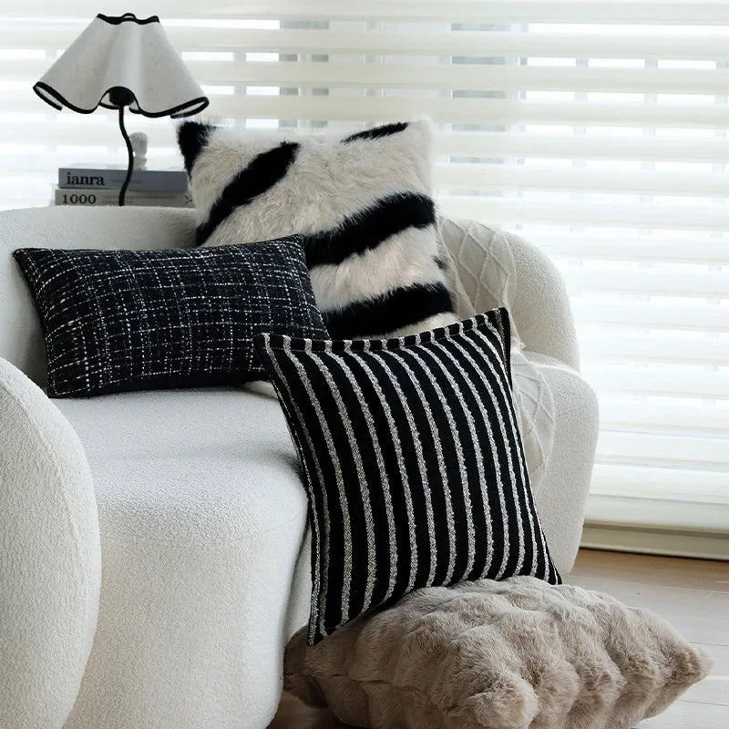 30X50/45X45CM Black White Throw Pillow Cover Modern Simple Stamping Waist Cushion Cover Decor Home Decorative Pillowcase Julia M LifeStyles