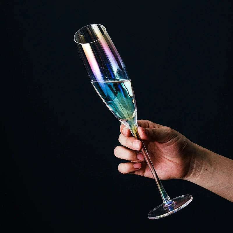 Japanese-Style Colorful Crystal Wine Goblet - Rainbow Champagne Glass Julia M LifeStyles