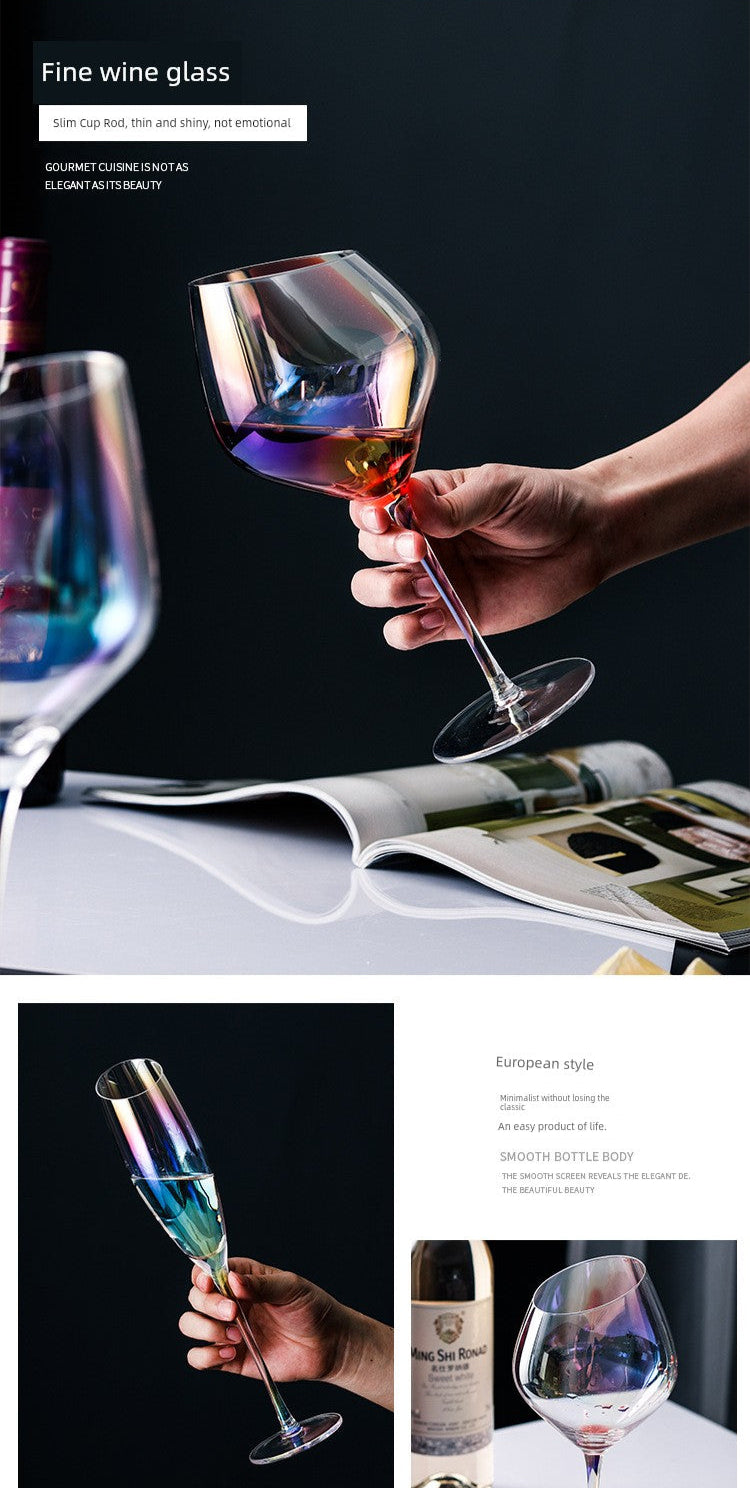 Japanese-Style Colorful Crystal Wine Goblet - Rainbow Champagne Glass Julia M LifeStyles