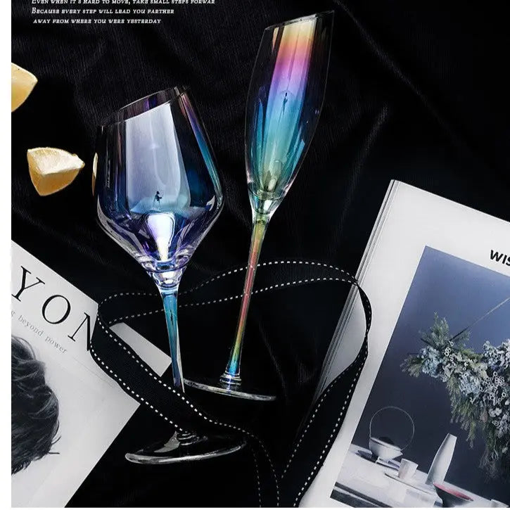 Japanese-Style Colorful Crystal Wine Goblet - Rainbow Champagne Glass Julia M LifeStyles