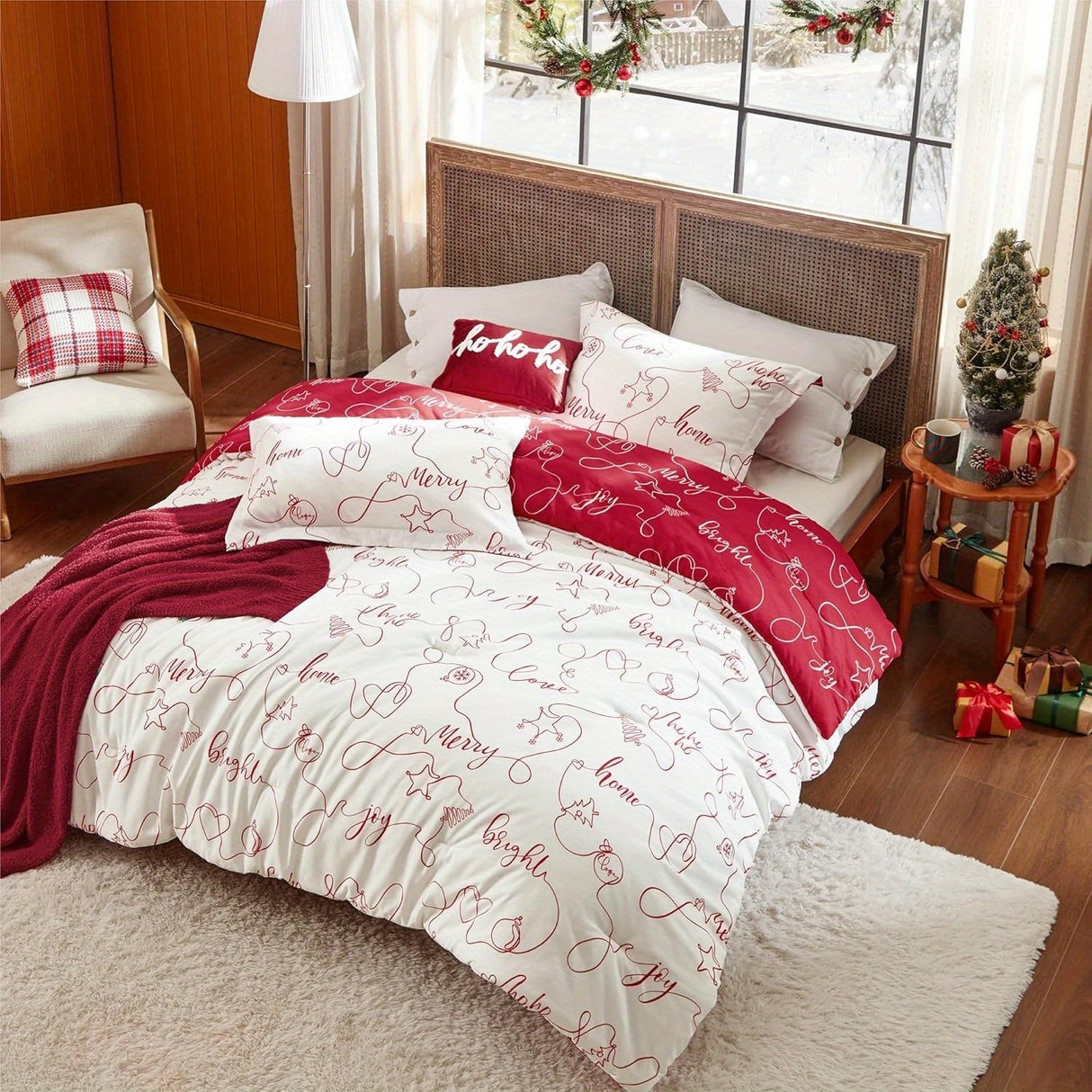 Bedsure 5-Piece Festive Fluffy Christmas red Comforter Set Julia M LifeStyles