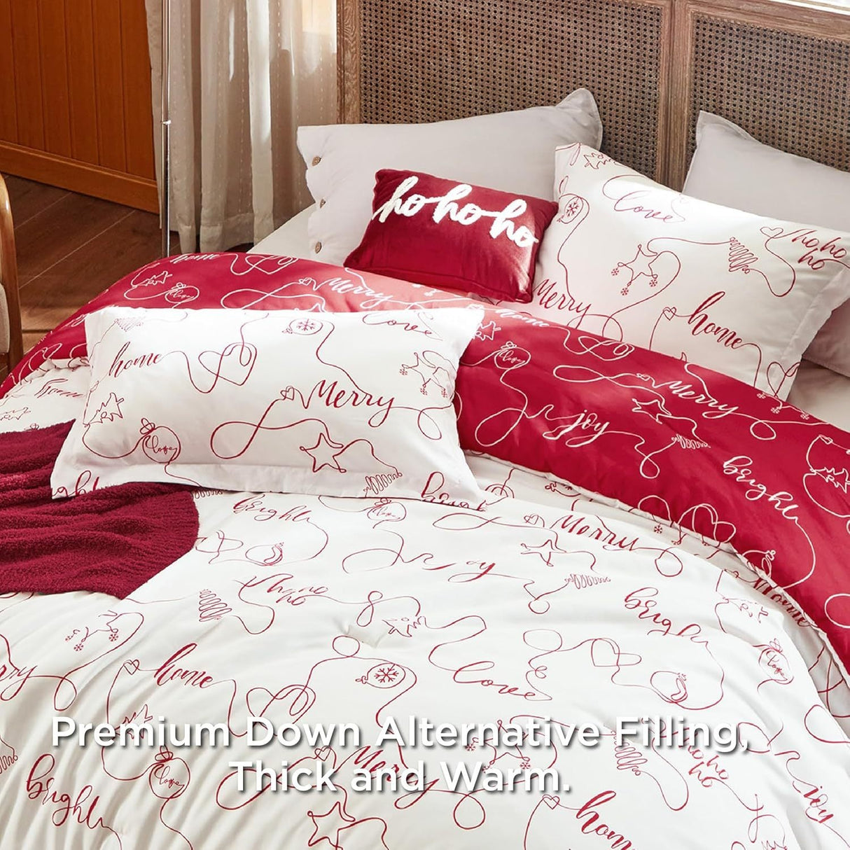 Bedsure 5-Piece Festive Fluffy Christmas red Comforter Set Julia M LifeStyles