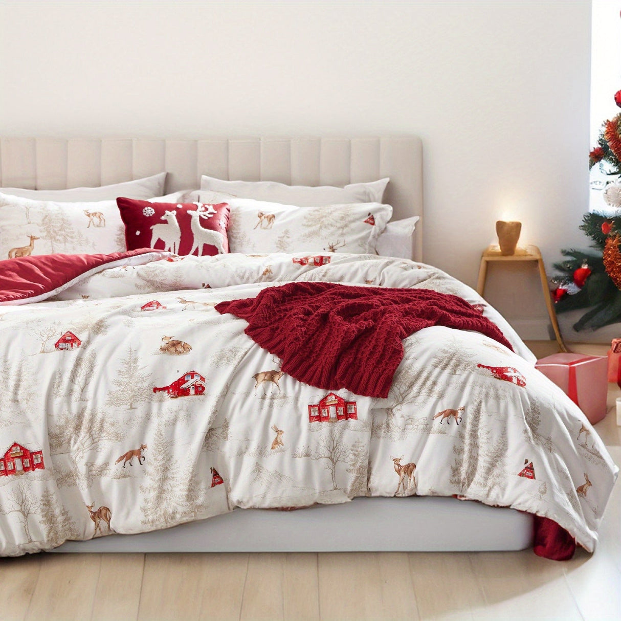 Bedsure 5-Piece Festive Fluffy Christmas red Comforter Set Julia M LifeStyles