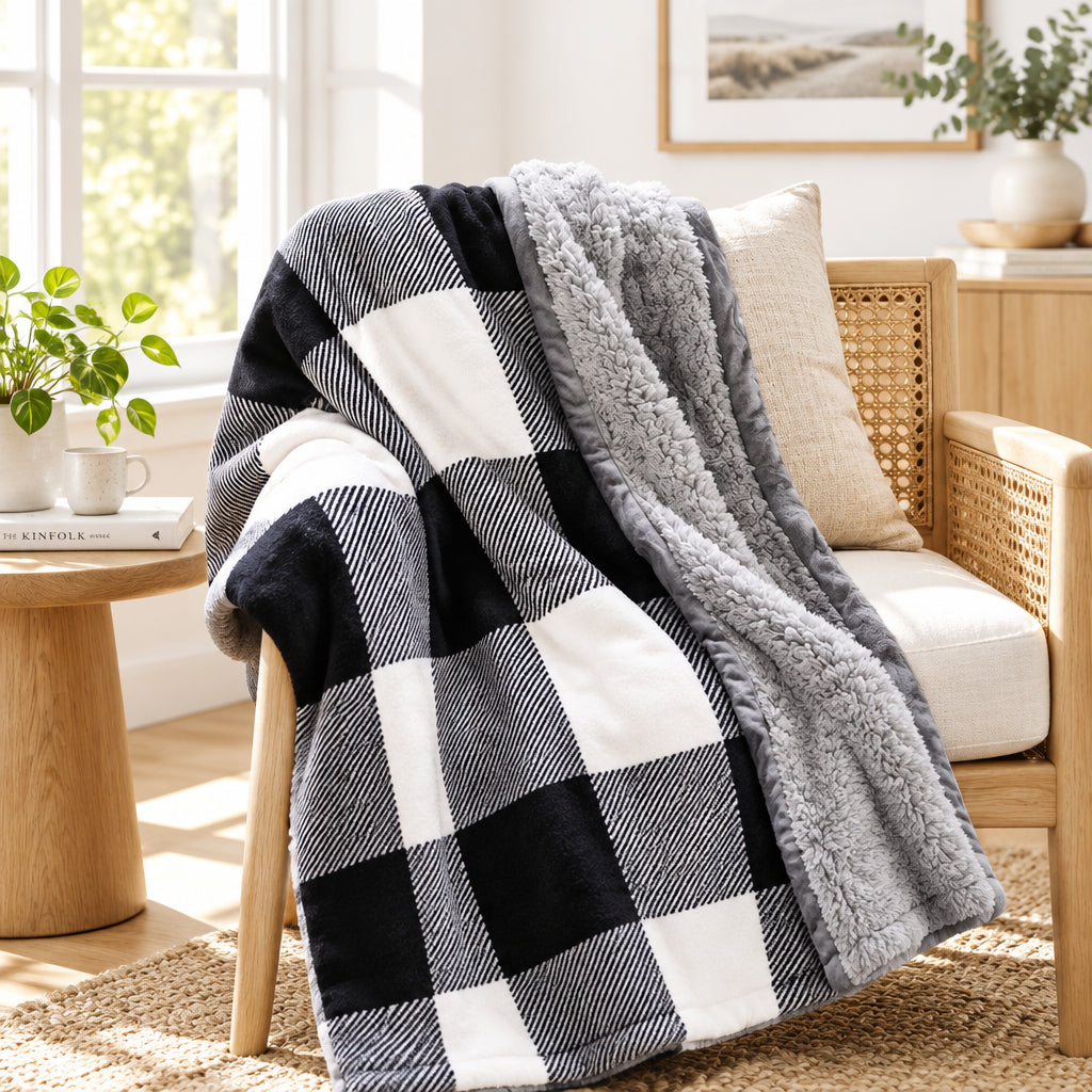 Scandinavian Winter Luxe Coral Fleece Throw Blanket Julia M LifeStyles