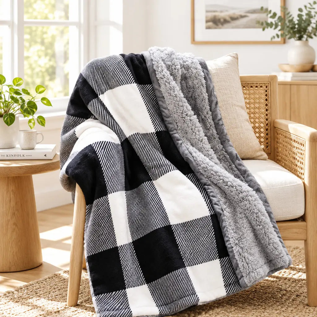 Scandinavian Winter Luxe Coral Fleece Throw Blanket Julia M LifeStyles