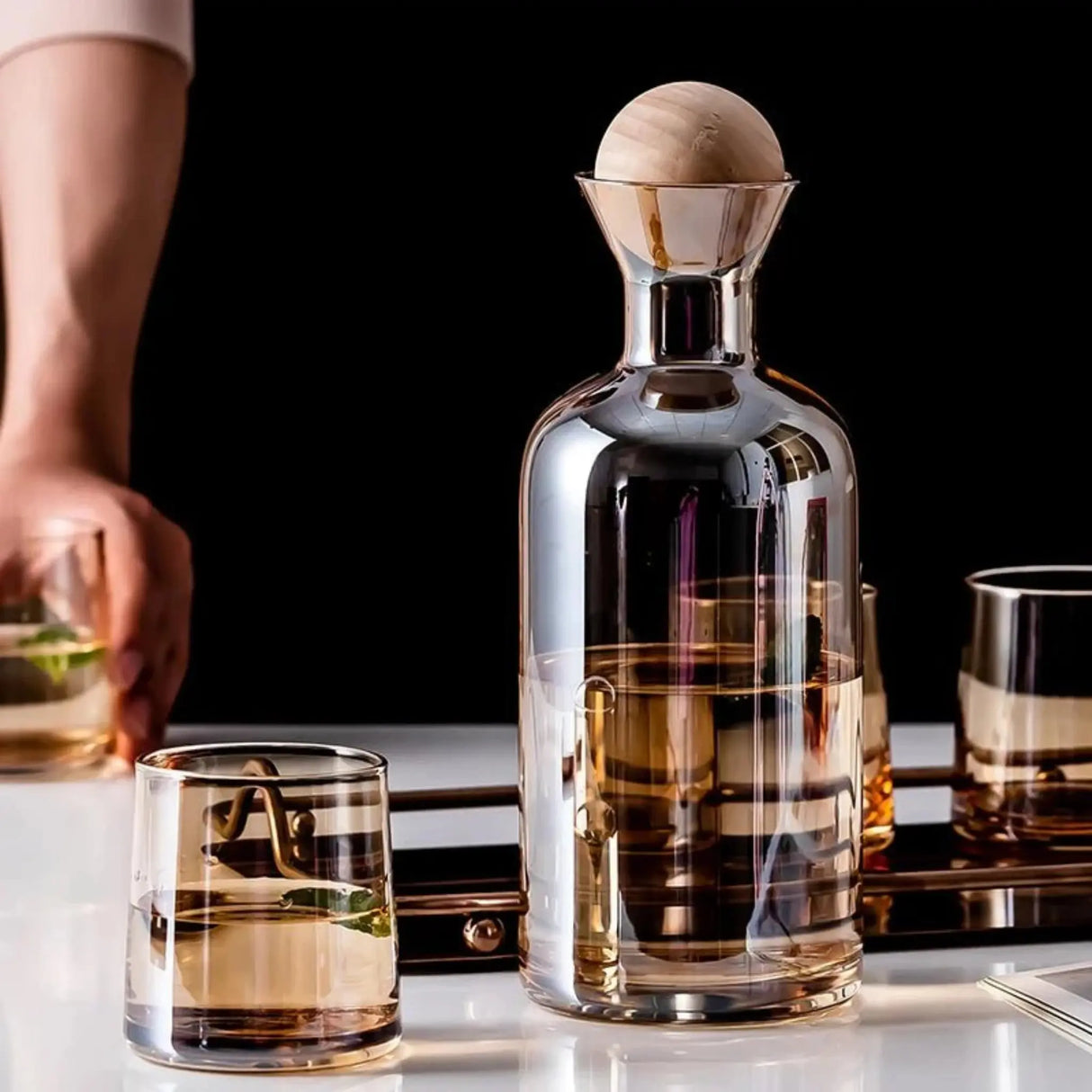 Eco-Friendly Glass Drinkware Set with Stylish Bottle & 4 Cups - Julia M LifeStyles