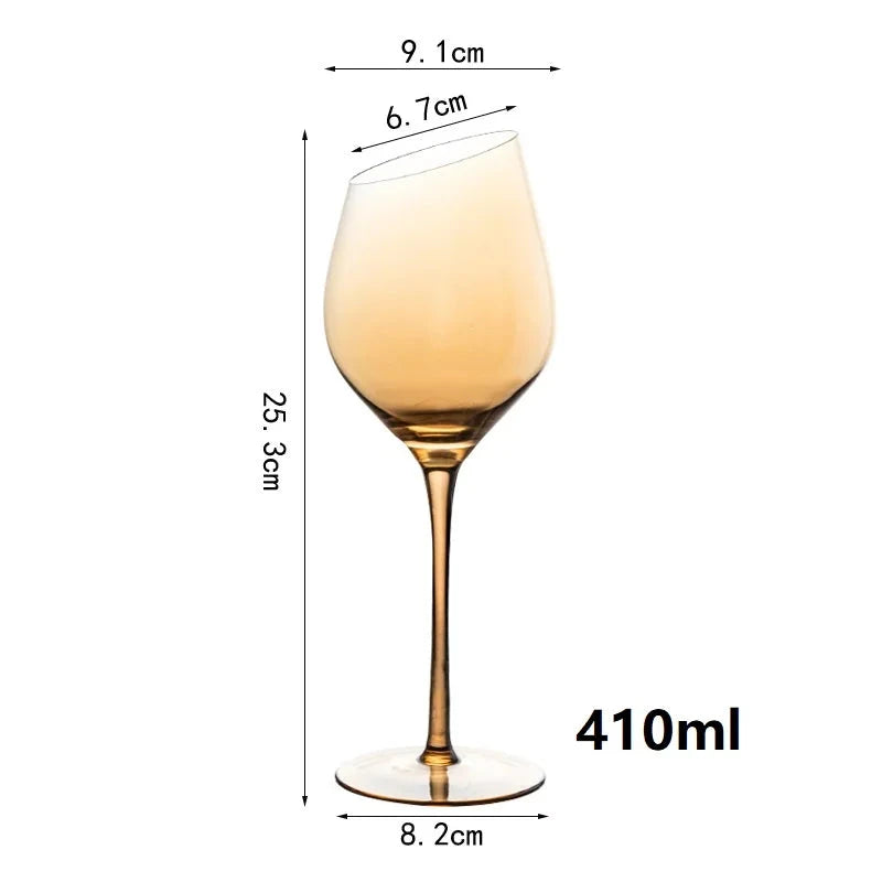 Amber Crystal Burgundy Wine Decanter Goblet - Elegant Big Belly Tasting Cup Julia M LifeStyles