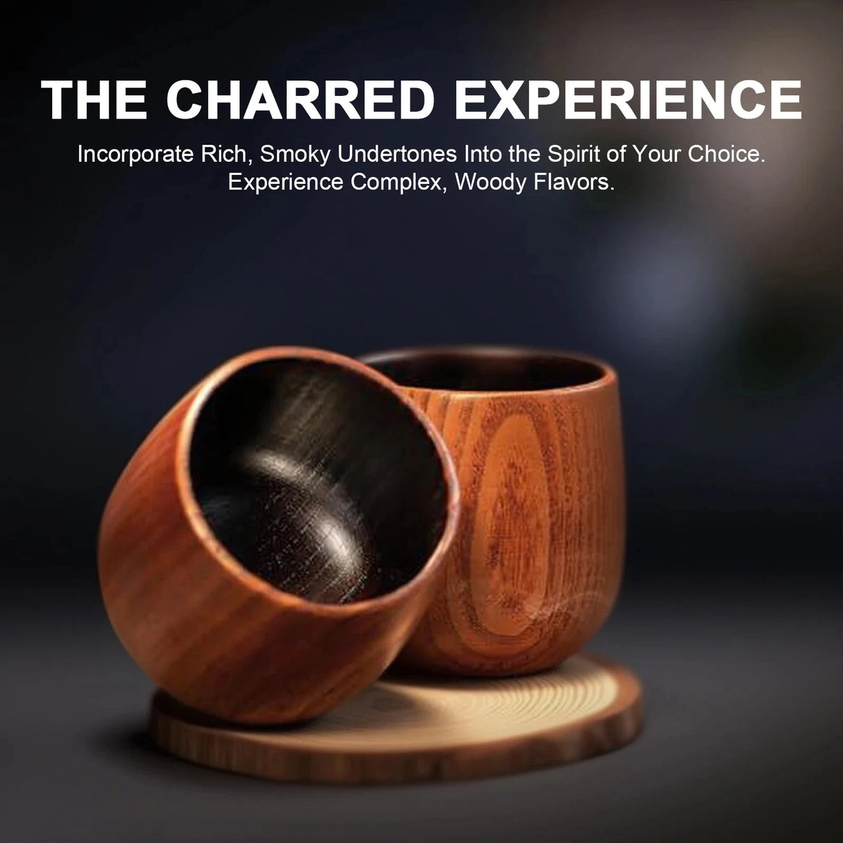 Charred Wooden Bourbon Whiskey Glass Set with Ice Cube Gift Julia M LifeStyles