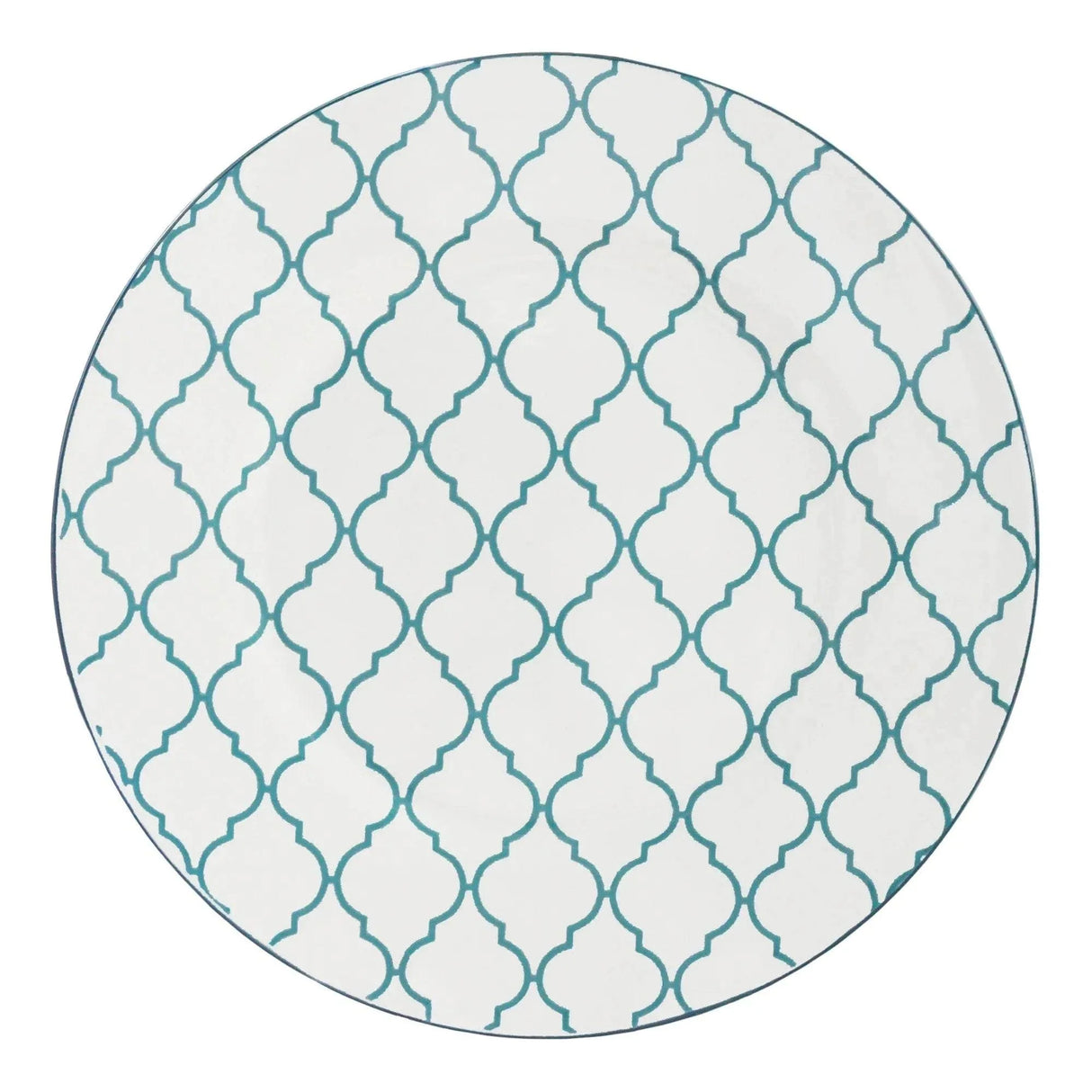 Trellis 16-piece ceramic dinnerware set in vibrant turquoise with elegant trellis design for four-person dining