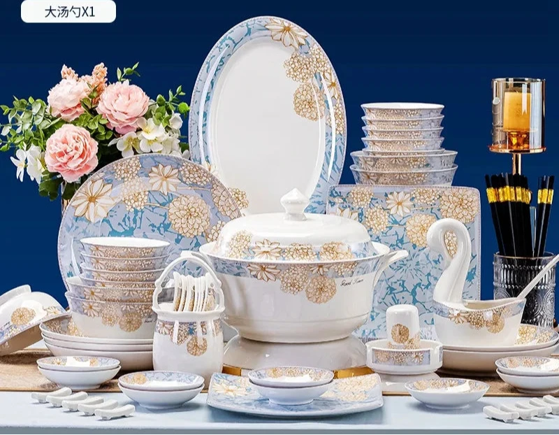 Luxury Blue Bone China Dinnerware Set for Elegant Weddings and Parties Julia M LifeStyles