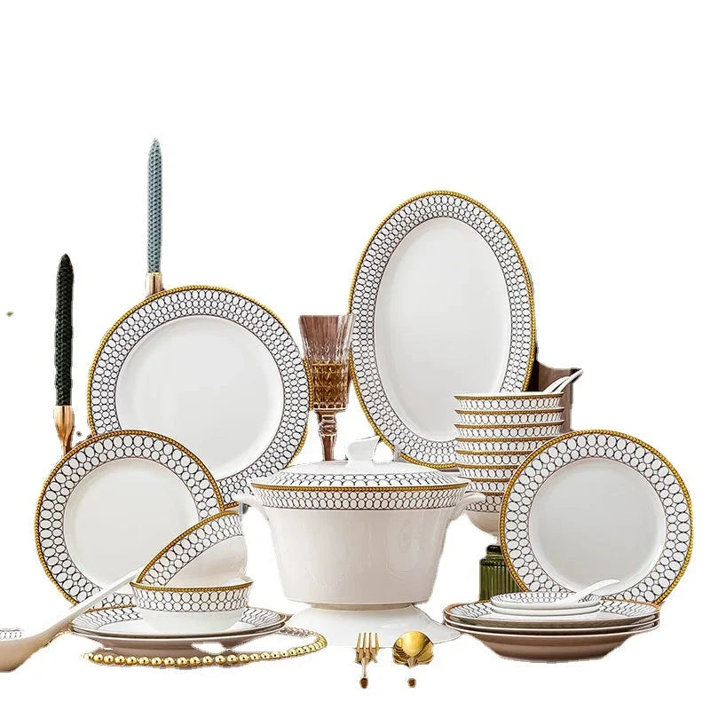 58 Pcs Ceramic Tableware Simple High Quality Cutlery Plate Set Modern Ceramic Dinner Plate Julia M LifeStyles