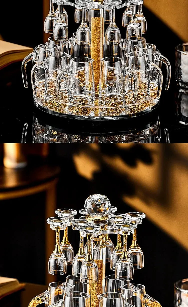 Luxury Crystal Spirits Shooter Glass Set with Gold Foil Decanter - Julia M LifeStyles