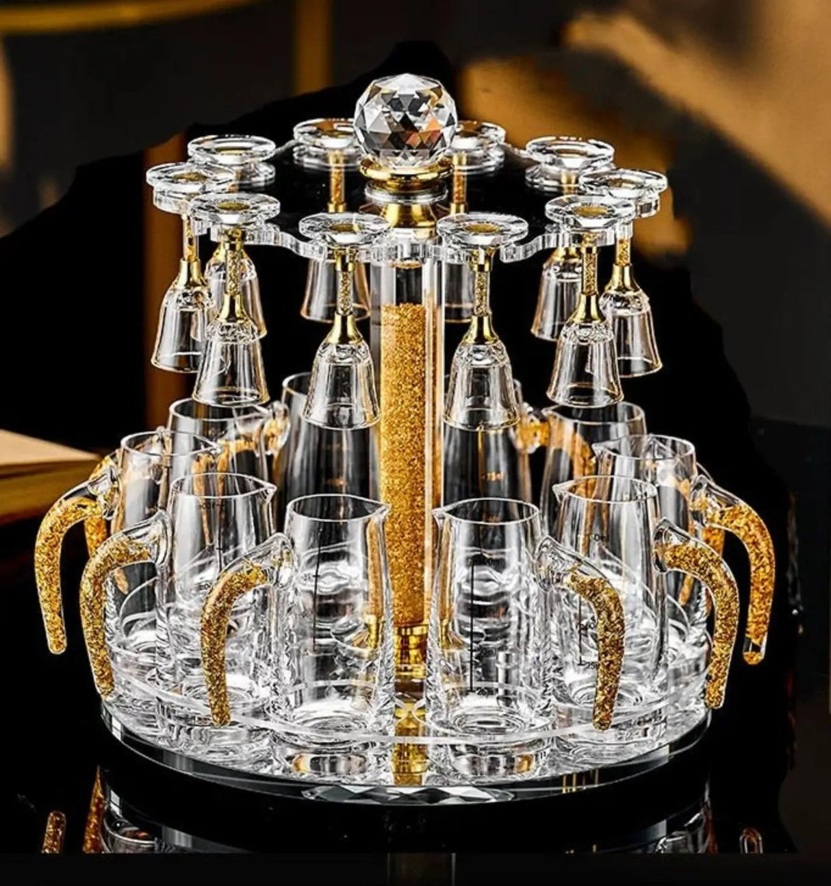 Luxury Crystal Spirits Shooter Glass Set with Gold Foil Decanter - Julia M LifeStyles