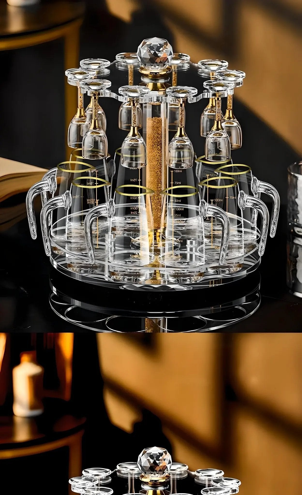 Luxury Crystal Spirits Tass Shooter Glass Set with Gold Foil Decanter - Julia M LifeStyles