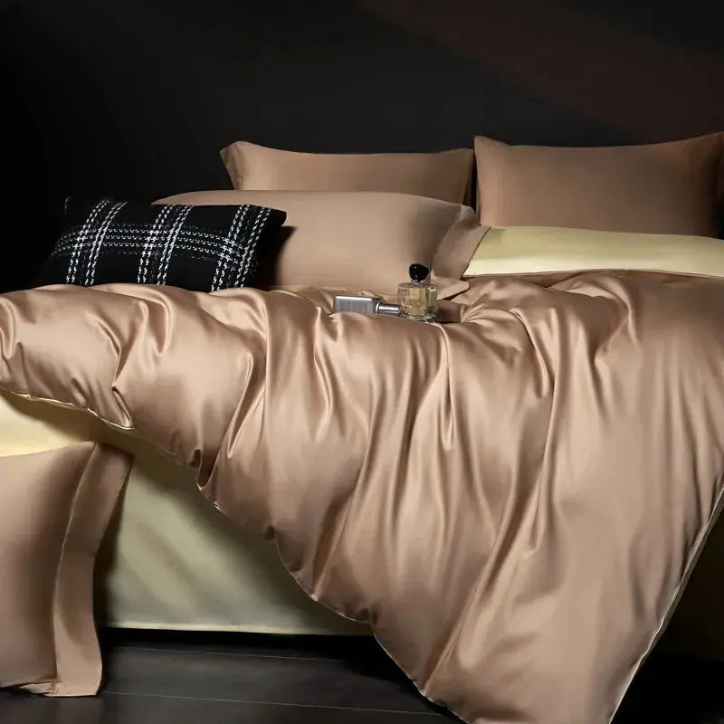 Luxury 100% Egyptian Cotton Reversible Duvet Cover Set in Silver & Purple - Julia M LifeStyles