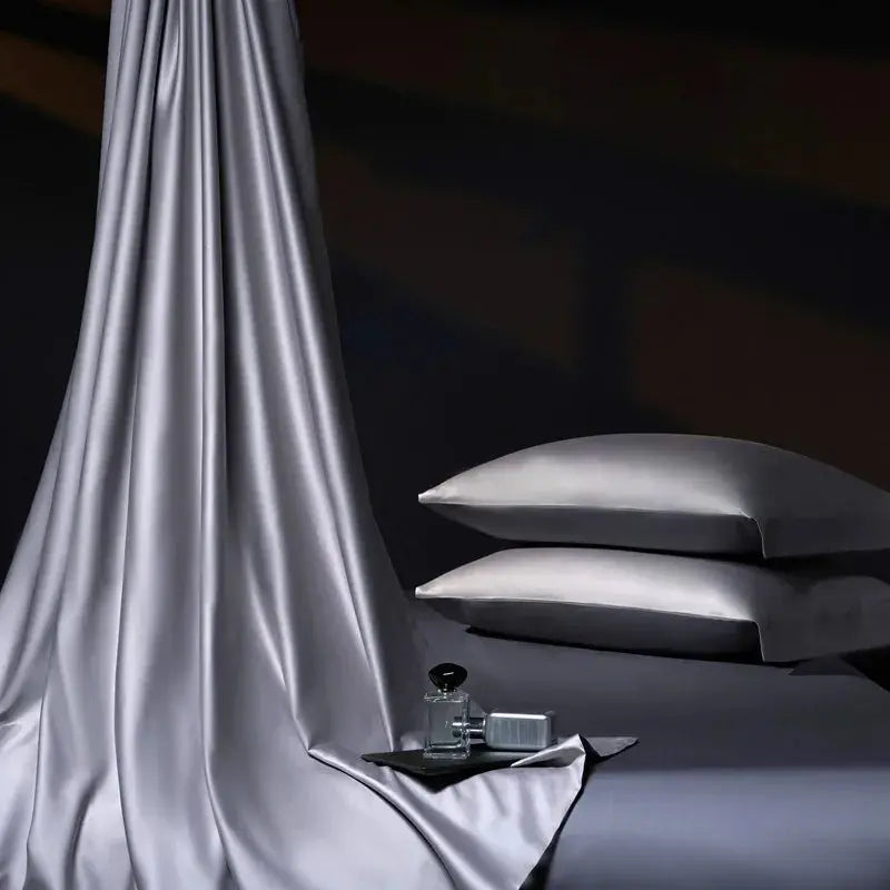 Luxury 100% Egyptian Cotton Reversible Duvet Cover Set - Silver & Purple Julia M LifeStyles