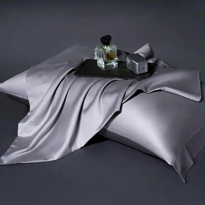 Luxury 100% Egyptian Cotton Reversible Duvet Cover Set - Silver & Purple Julia M LifeStyles