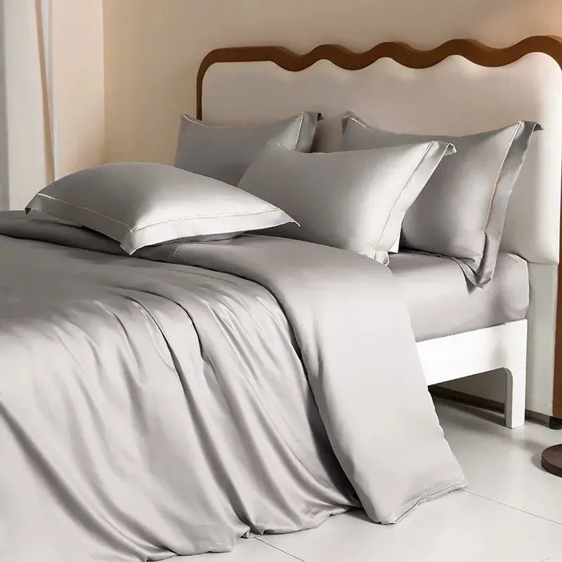 Luxury 1000TC Egyptian Cotton Duvet Cover Set with Silver Embroidery - Julia M LifeStyles