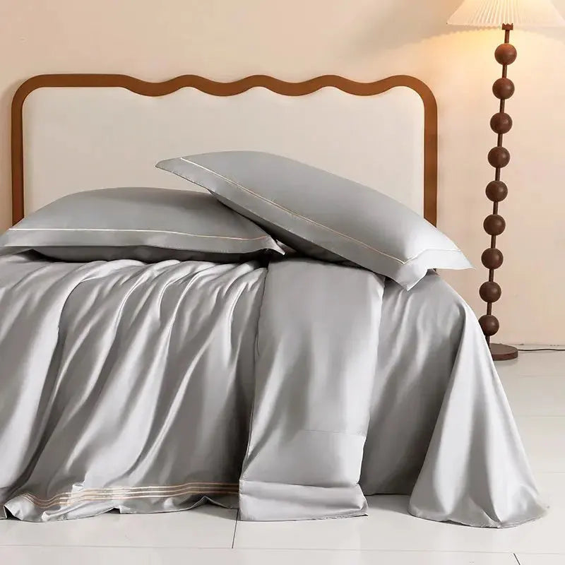 Luxury 1000TC Egyptian Cotton Duvet Cover Set with Silver Embroidery Julia M LifeStyles