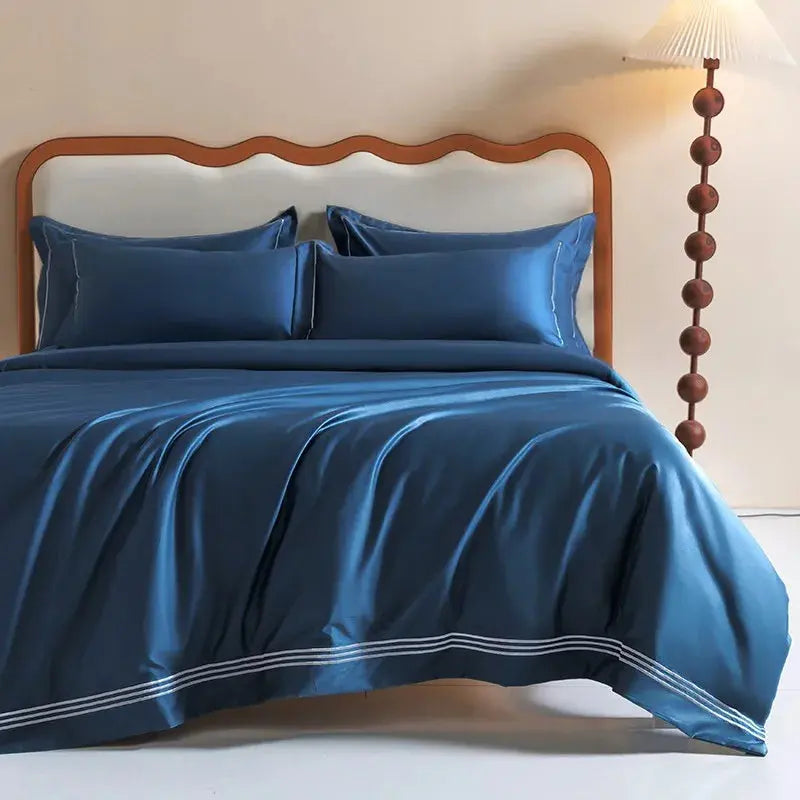 Luxury 1000TC Egyptian Cotton Duvet Cover Set with Silver Embroidery Julia M LifeStyles