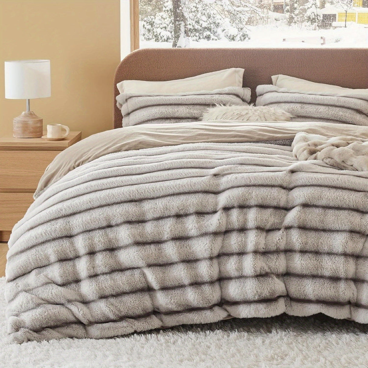 Bedsure Luxurious Faux Fur 3-Piece Duvet Cover Set - Ultra Soft Cozy Bedding Julia M LifeStyles