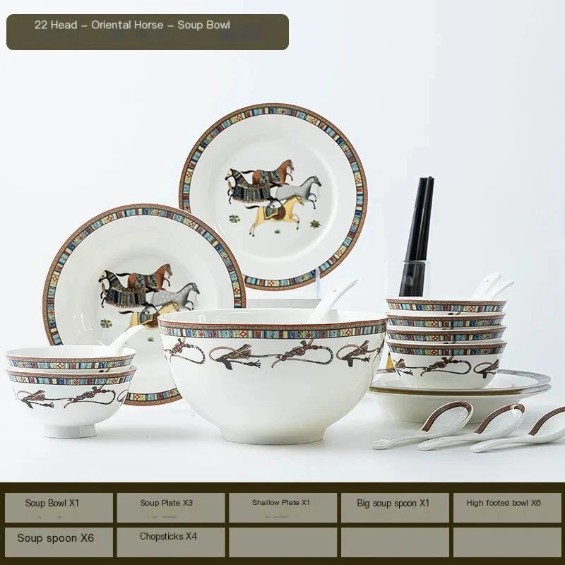 Elegant Bone China Horse Design Tableware Set Julia M LifeStyles