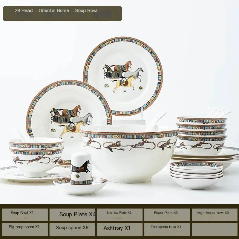 Elegant Bone China Horse Design Tableware Set Julia M LifeStyles