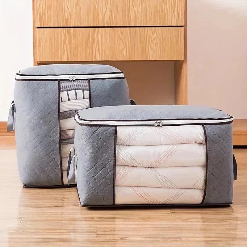 Extra Large Portable Storage Bag with clear window, sturdy handles, and durable fabric for clothing and quilts storage