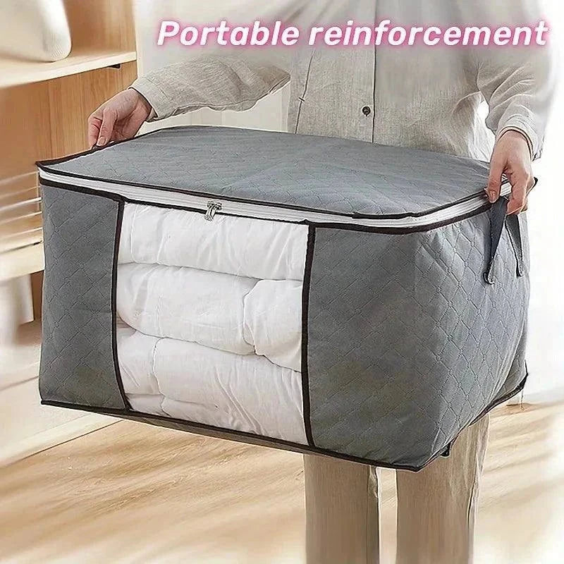 Extra Large Portable Storage Bag for clothing and quilts with clear window and sturdy handles for easy organization and transport