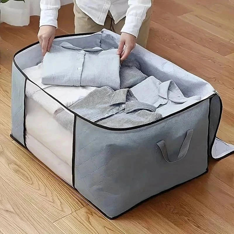 Extra large portable storage bag for clothing and quilts with transparent window and sturdy handles