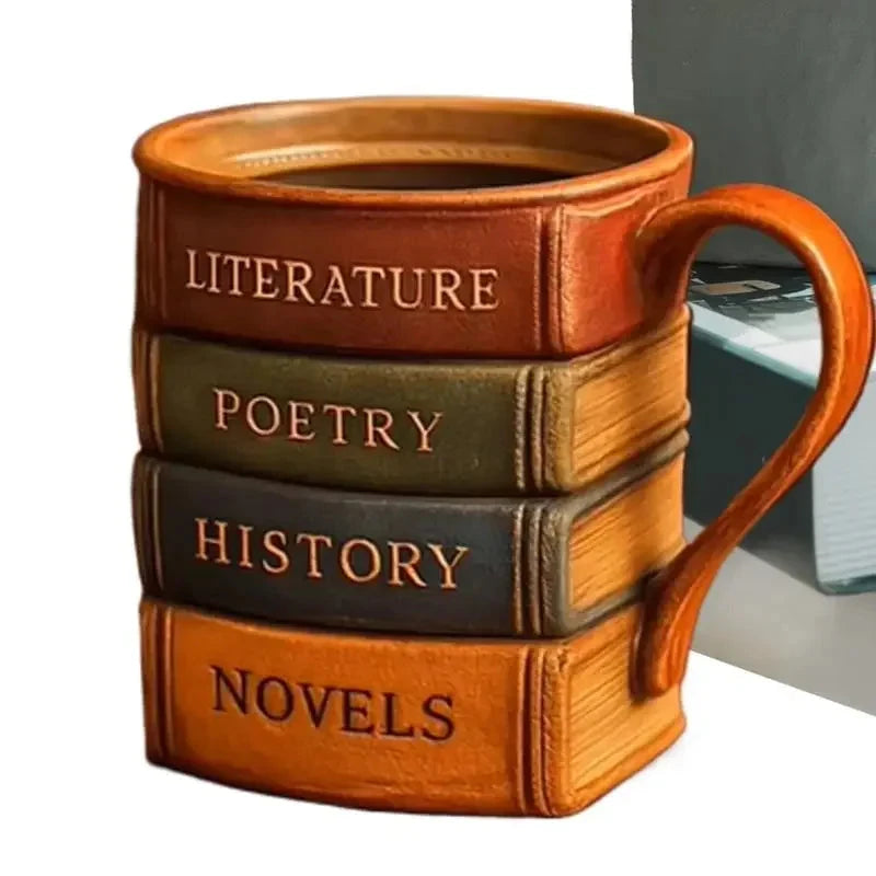 3D Painted Book Design Coffee Mug - Heat-Resistant Drinkware with Ergonomic Handle Julia M LifeStyles