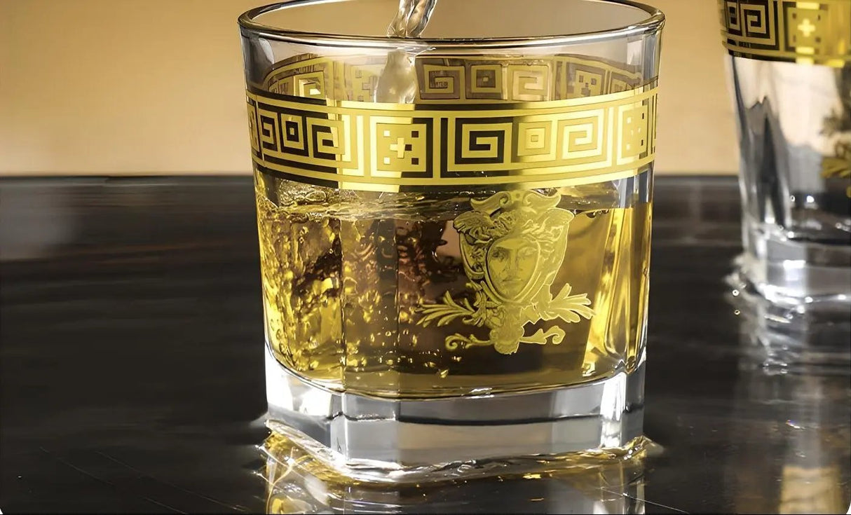 Luxury Golden Edge Crystal Whiskey Glass Set - Julia M LifeStyles
