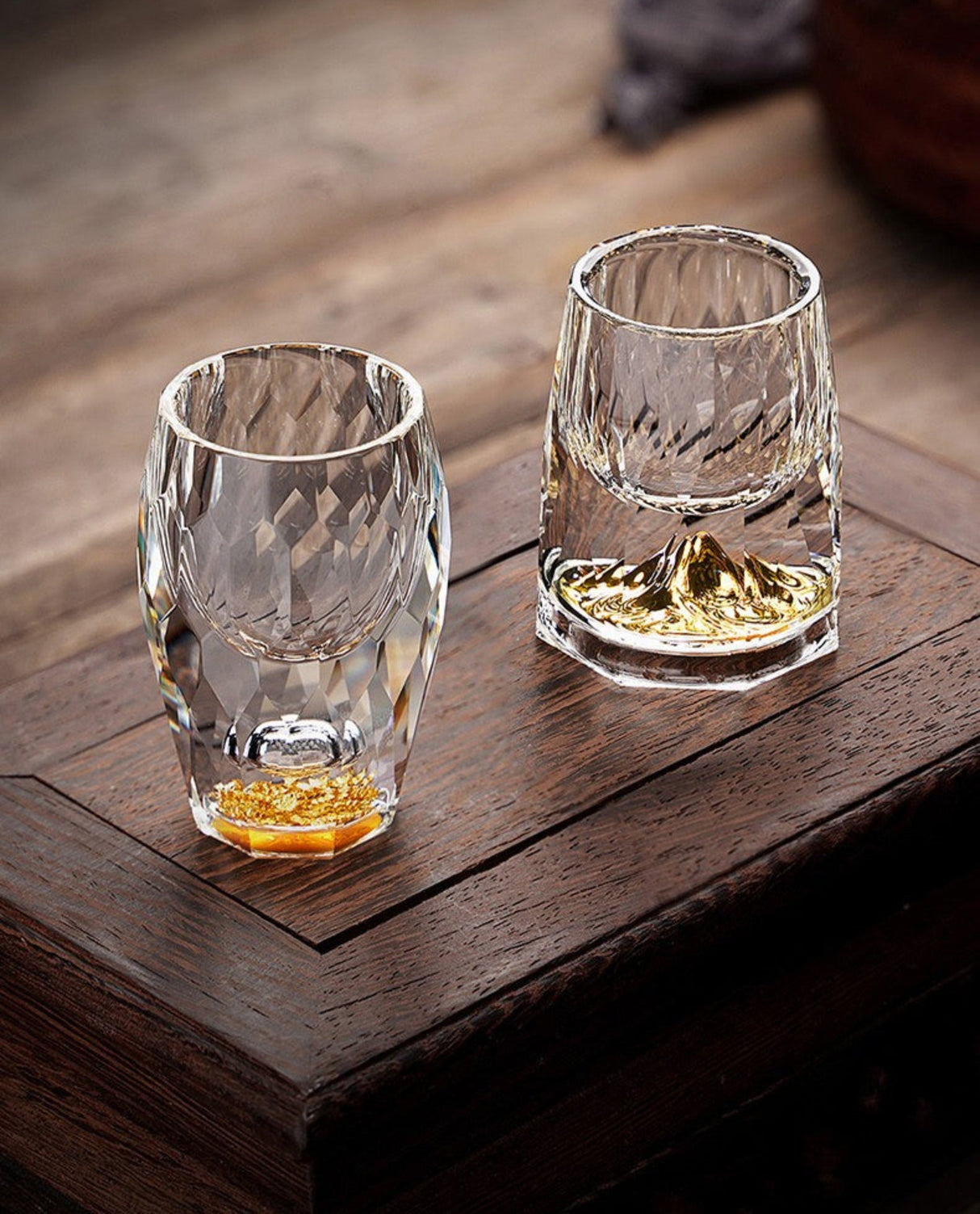 Crystal Glass Wine Decanter Set with Gold Foil Shot Cup Julia M LifeStyles